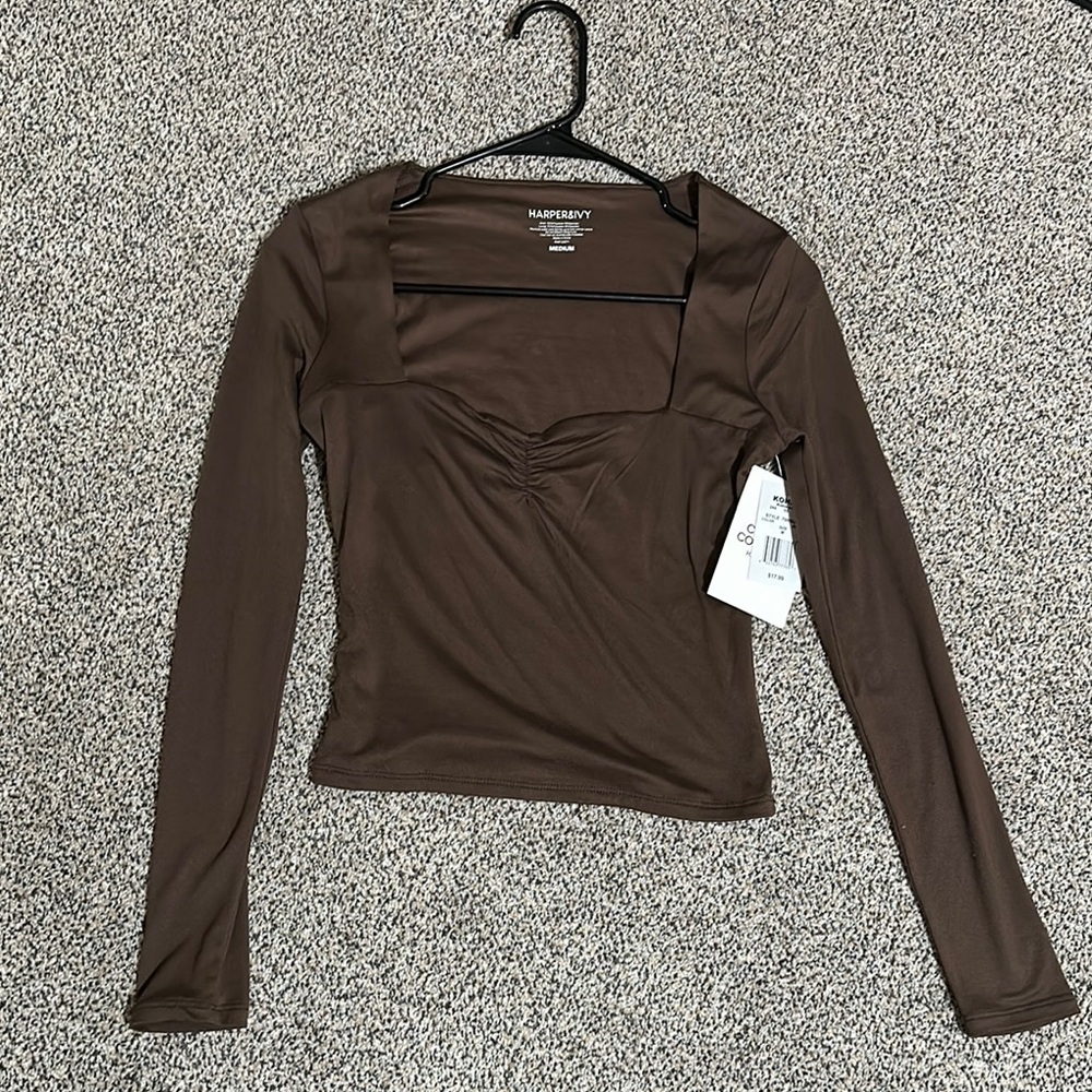 Women's Brown Long Sleeve Top